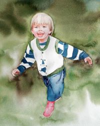 Kinderportr&auml;ts, Aquarellmaleri
